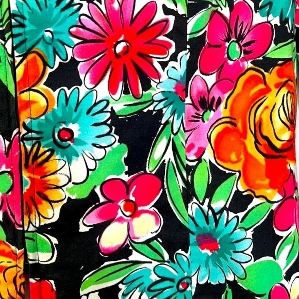 Anthracite - Bright Bold Floral Zip Up Shoulder Pad Blazer Size 4